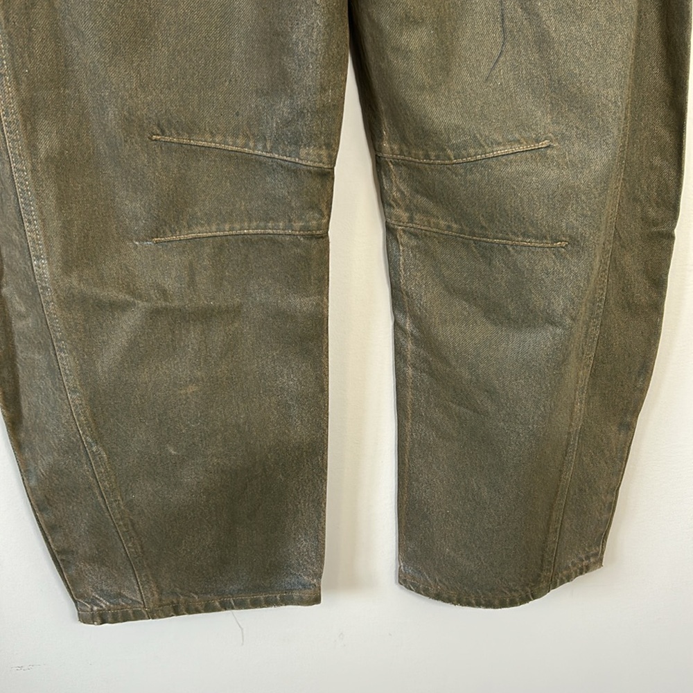 Free People We The Free Good Luck Coated Mid Rise Barrel Jean Vegan Sz 24 NEW - Picture 10 of 13